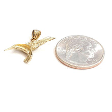 Load image into Gallery viewer, New 14k yellow Gold solid 3D Hummingbird Pendant charm gift fine jewelry 2.3g