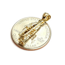 Load image into Gallery viewer, 14k yellow Gold 3D solid trumpet Pendant charm gift instrument fine jewelry 1.3g