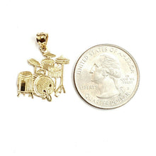 Load image into Gallery viewer, 14k yellow Gold solid Drum sets Pendant charm gift instrument fine jewelry 1.4g