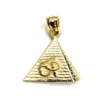 Load image into Gallery viewer, 14k yellow solid Gold Egyptian pyramid eye of Horus Pendant fine jewelry 1.6g