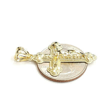 Load image into Gallery viewer, New 10k yellow gold nugget cross jesus pendant fine jewelry religious gift 1.9g