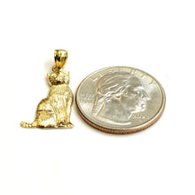 Load image into Gallery viewer, New 14k solid yellow Gold cat full body Pendant charm fine jewelry gift pet 1.9g