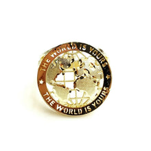 Load image into Gallery viewer, 10k yellow gold the world is yours map globe men's Ring diamond cut Size 11.5