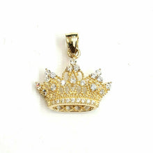 Load image into Gallery viewer, New 14k yellow gold crown pendant cubic zirconia fine gift jewelry for her 1.9g