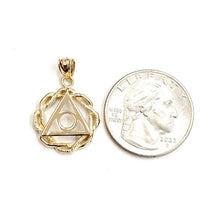 Load image into Gallery viewer, New 14k yellow Gold sobriety symbol recovery medal circle triangle Pendant 2.8g