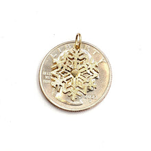Load image into Gallery viewer, 14k Yellow Gold Winter SnowFlake Pendant charm gift for her fine jewelry 0.8g