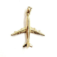 Load image into Gallery viewer, 14k yellow Gold solid Airplane Aviation 3D pendant charm gift fine jewelry 3.4g