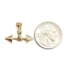 Load image into Gallery viewer, New 14k Yellow Gold Dumbbell weight lifter Pendant charm gift fine jewelry 1.9g