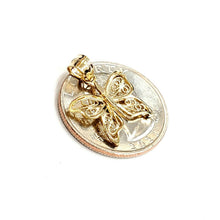 Load image into Gallery viewer, New 14k yellow Gold butterfly Pendant charm filigree gift fine jewelry 1.1g