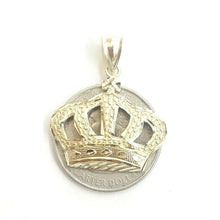 Load image into Gallery viewer, 10k yellow gold crown pendant charm fine jewelry gift necklace diamond cut 2.3g
