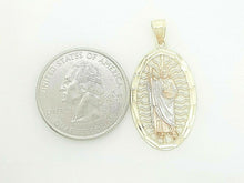 Load image into Gallery viewer, 14k Gold multi tone oval saint Jude juda Pendant charm fine religious gift 2.2g