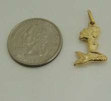 Load image into Gallery viewer, 14k yellow Gold hollow full body mermaid Pendant charm fine gift jewelry 1.4g