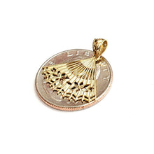 Load image into Gallery viewer, New 14k Yellow Gold Hand Held Fan hand fan Pendant charm gift fine jewelry 1.2g