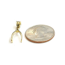 Load image into Gallery viewer, New 10k yellow Gold solid wishbone pendant lucky good luck fine gift jewelry 1g