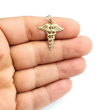 Load image into Gallery viewer, New 10k yellow solid Gold caduceus medical sign Pendant charm fine jewelry 1.1g