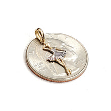 Load image into Gallery viewer, 14k two tone Gold ballerina dancer Pendant gift for her fine jewelry gift 0.8g