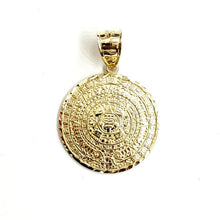 Load image into Gallery viewer, 10k yellow Gold solid Aztec Mayan sun calendar Azteca pendant gift 1.06" 5.5g