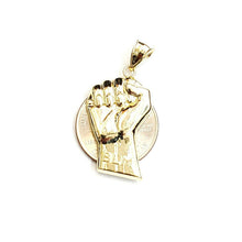 Load image into Gallery viewer, 10k yellow gold fist BLM black lives matter pendant charm jewelry unisex 2.7g