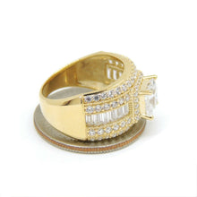 Load image into Gallery viewer, 14k yellow Gold woman wide engagement ring princess cut cubic zirconia size 7