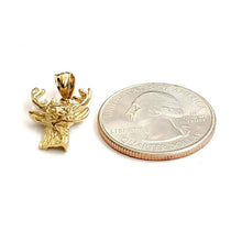 Load image into Gallery viewer, 14k yellow Gold deer buck male head wild Animal Pendant charm gift jewelry 2g