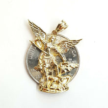 Load image into Gallery viewer, New 14k yellow gold saint Michael pendant charm fine religious gift jewelry 3.5g