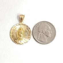 Load image into Gallery viewer, 14k yellow gold round virgin Mary Guadalupe religious pendant diamond cut 2.9g
