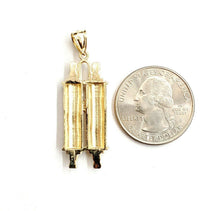 Load image into Gallery viewer, New 14k yellow gold tablets of law Hay Chay Jewish God Israel Torah pendant 4.9g