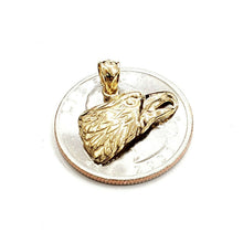 Load image into Gallery viewer, New 14k yellow Gold eagle Head Pendant charm gift fine jewelry unisex 1.7g
