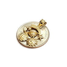 Load image into Gallery viewer, 14k yellow gold sun moon shooting star planets pendant charm fine jewelry 2.1g