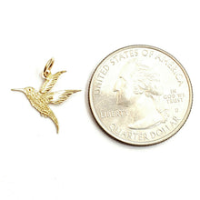 Load image into Gallery viewer, 14k yellow Gold tiny hummingbird Pendant charm fine gift jewelry for her 0.5g