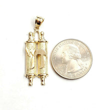 Load image into Gallery viewer, New 14k yellow gold tablets of law Hay Chay Jewish God Israel Torah pendant 4.9g
