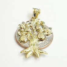 Load image into Gallery viewer, 10k yellow gold dollar sign money bag tree lucky pendant charm fine jewelry 2.5g