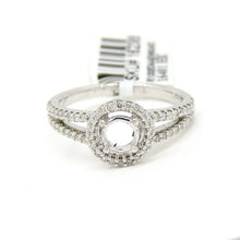 Load image into Gallery viewer, 0.37Ct Natural Diamond 14k White Gold Semi Mount halo center round Ring size 6.5