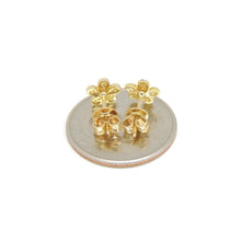 Load image into Gallery viewer, 14k yellow Gold 0.16Ct Round Diamond flower stud Earrings Push Back Fastening