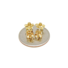 Load image into Gallery viewer, 14k yellow Gold 0.16Ct Round Diamond flower stud Earrings Push Back Fastening