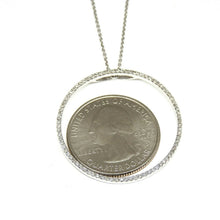Load image into Gallery viewer, 14k white Gold 0.40Ct Diamond 1.26" diameter circle of love necklace jewelry 16"