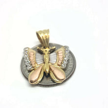 Load image into Gallery viewer, New 14k tri color solid Gold butterfly full body Pendant charm gift jewelry 4.2g