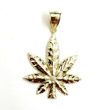 Load image into Gallery viewer, 10k yellow gold marijuana leaf weed pendant charm fine gift medical jewelry 3.5g