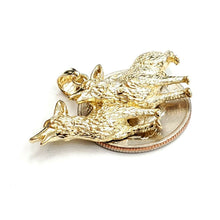 Load image into Gallery viewer, 14k yellow Gold howling wolf pack body animal Pendant charm fine jewelry 6.7g