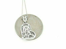 Load image into Gallery viewer, 14k white Gold 0.28Ct Diamond heart necklace gift for her 18" adjustable chain