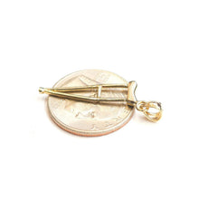 Load image into Gallery viewer, 14k yellow Gold 3D crutch handicap muleta de san lazaro Pendant fine jewelry 1.4g