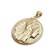 Load image into Gallery viewer, New 14k solid yellow Gold Indian Chief face head Pendant fine jewelry 3.6g