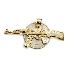 Load image into Gallery viewer, 14k yellow Gold AK-47 machine gun military rifle Pendant charm fine gift 4.3g