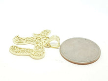 Load image into Gallery viewer, 10k yellow gold filigree chai Jewish kabbalah god pendant fine religious gift 3g