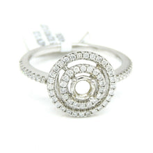 Load image into Gallery viewer, 0.37Ct Natural Diamond 14k White Gold Semi Mount halo Ring round center size 6.5