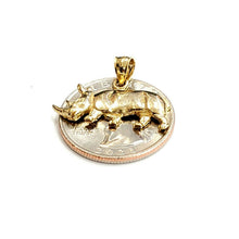 Load image into Gallery viewer, New 14k yellow Gold Rhinoceros Full body animal Pendant charm fine jewelry 3.3g