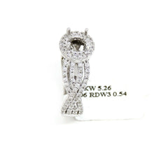 Load image into Gallery viewer, 0.54Ct Natural Diamond 14k White Gold Semi Mount halo Ring round center size 7