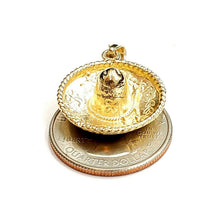 Load image into Gallery viewer, 14k yellow gold solid 3D Sombrero Mexican hat Mexico pendant charm jewelry 4.8g