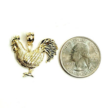 Load image into Gallery viewer, 14k yellow Gold rooster chicken bird Pendant charm diamond cut fine jewelry 2.9g