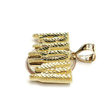 Load image into Gallery viewer, New 10k yellow Gold BLOW word Pendant diamond cut fine jewelry unisex gift 5.3g